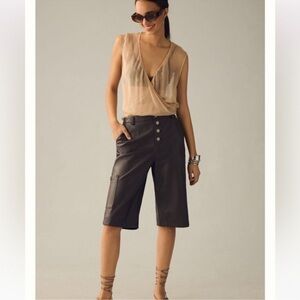 Avec Les Filles Anthropologie culotte faux leather black shorts size 4